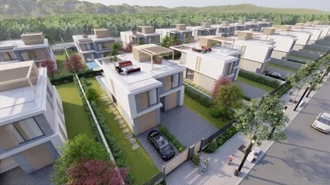 ARCH-R villa compound aerial rendering