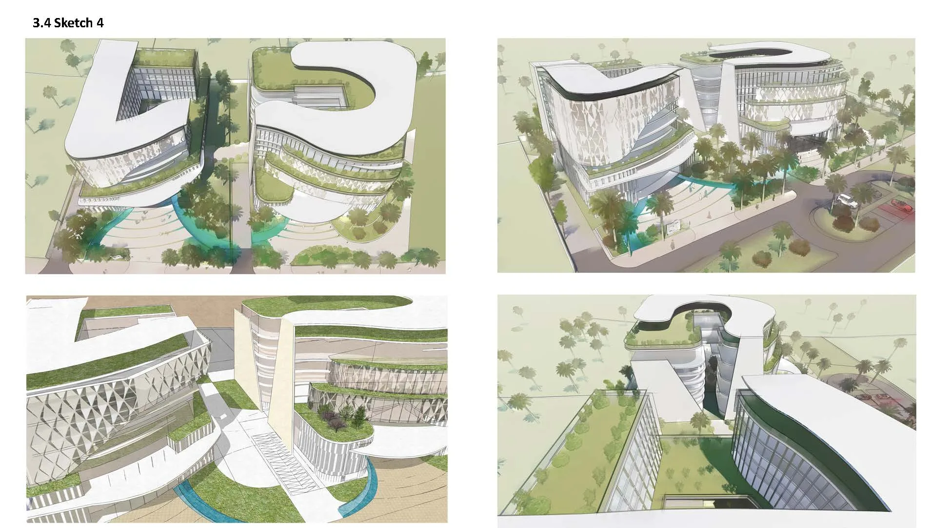 Final selected conceptual sketches, Islamic Insurance Headquarters