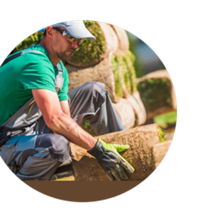 Landscape design specialist inspecting materials